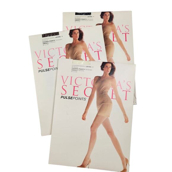 NEW Victoria's Secret PulsePoints S Level 1 Thong Panty Navy Brown White - Picture 1 of 7